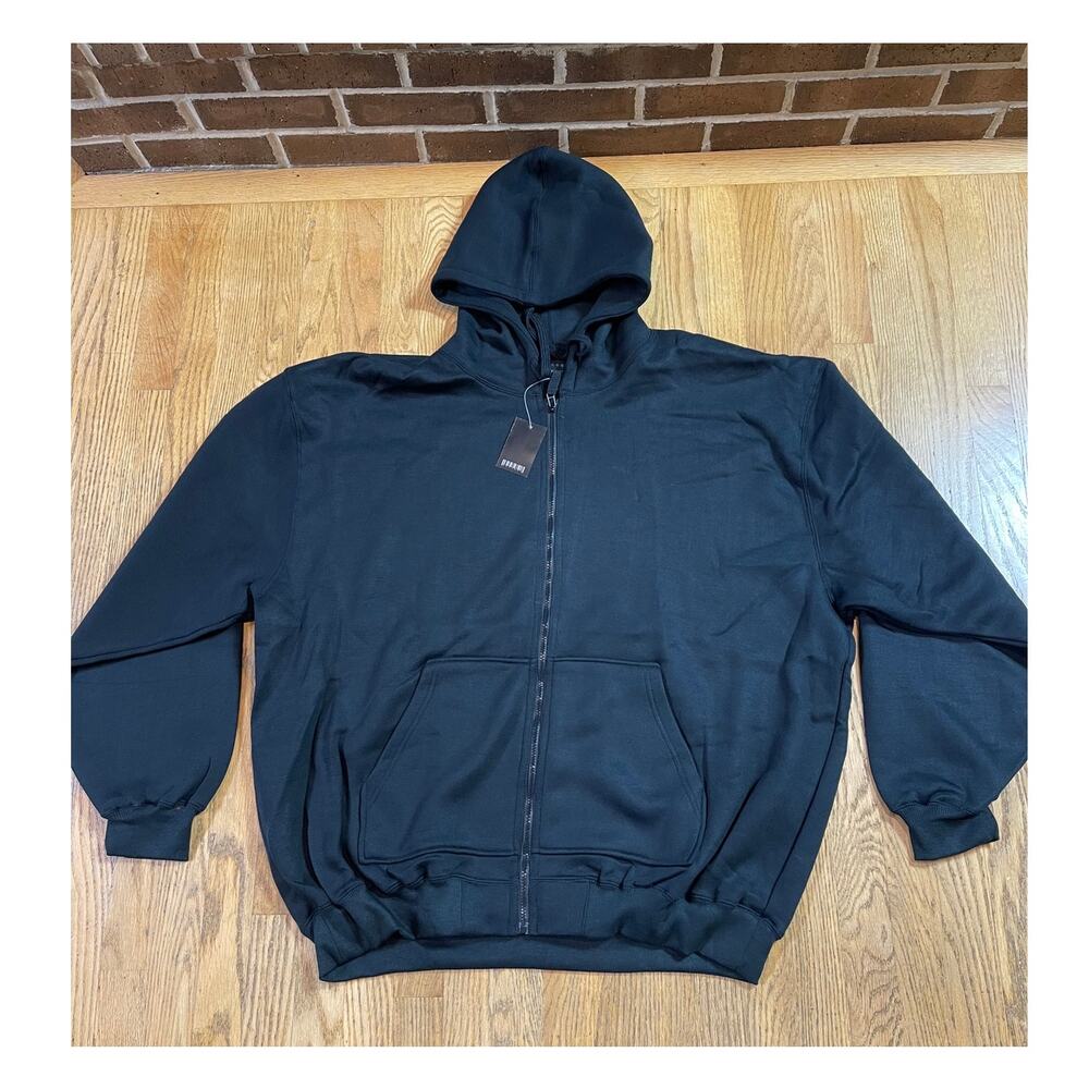Black Hoodie Zip Up 3XL BARCODE 100% Acrylic XXXL NEW